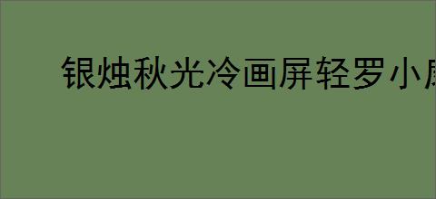 银烛秋光冷画屏轻罗小扇扑流萤