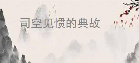 司空见惯的典故